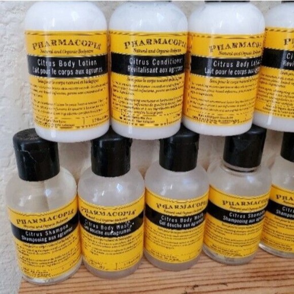 11x PHARMACOPIA NATURAL BODY CARE ORGANIC TRAVEL Trial SET Citrus Lotion Shampoo - Picture 5 of 6